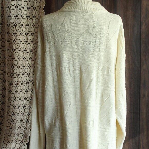 Vintage 1980s 1990s Sweater, Unisex Volup Turning Point White Mock Turtleneck - Picture 11 of 11